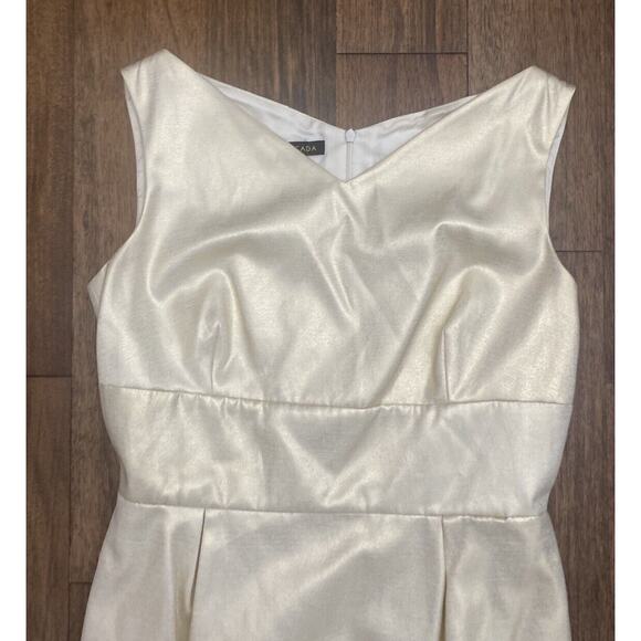 Escada Couture Cream Gold Knee Length Silk Dress Women’s Size 40 - Picture 2 of 4